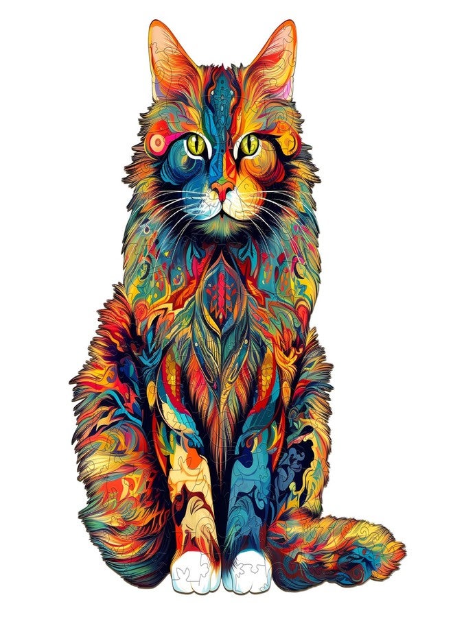Jigfoxy Wooden Puzzle for Adults, Cat Wooden Jigsaw Puzzles for Adults, Unique Animal Shape Wood Cut Puzzles Christmas Thanksgiving Gifts for Family Friend(M-11.7 * 9.4in-190pcs) - Image 1